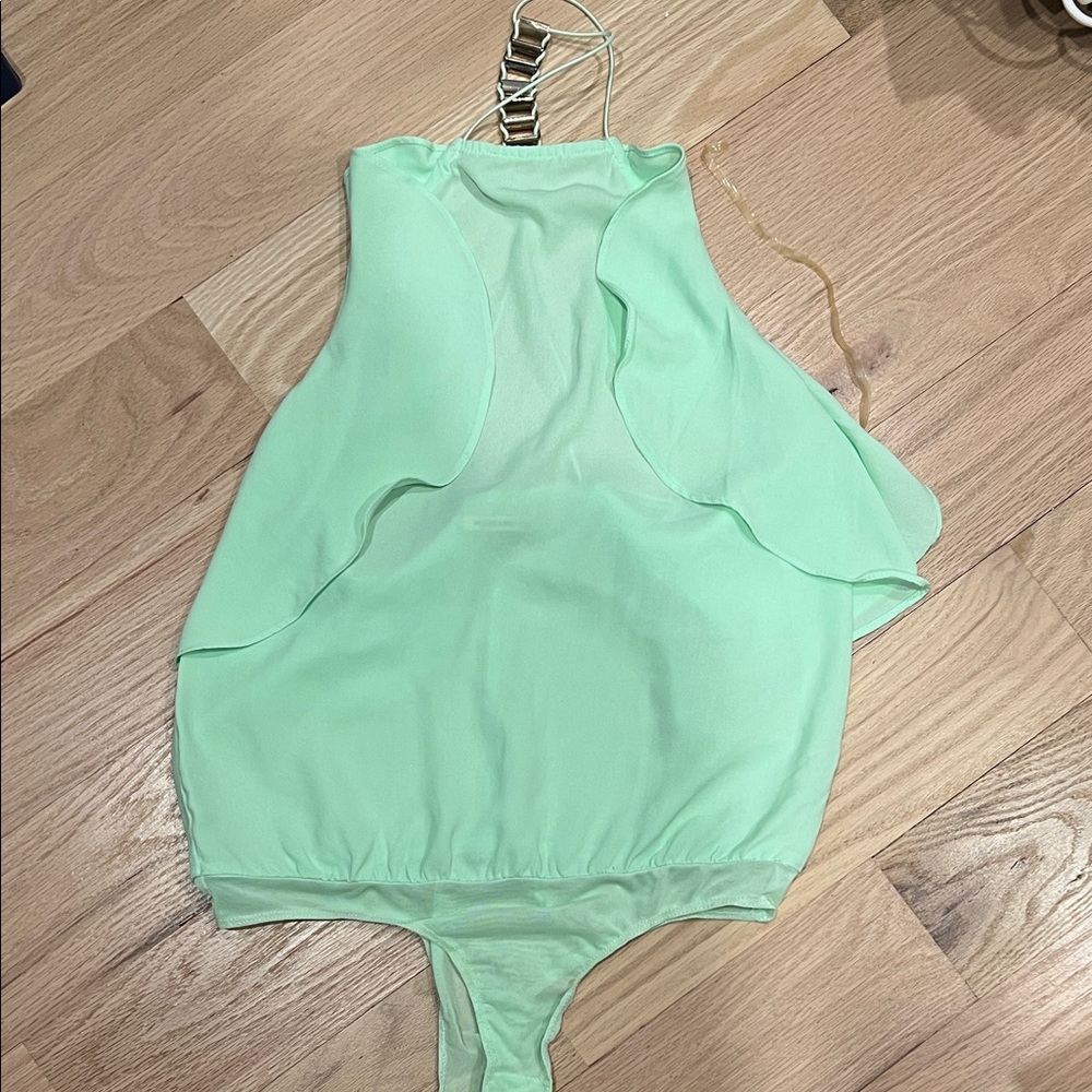 Mint green body suit
